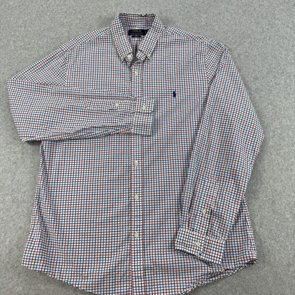Polo Ralph Lauren Shirt Mens XL Multicolor Check Slim Fit Button Down Pony Logo